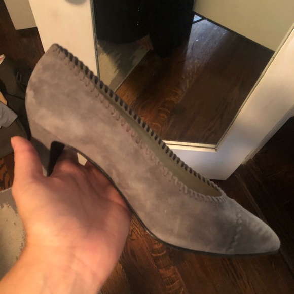 Vintage Chanel Gray Suede 8.5 Heels Authentic